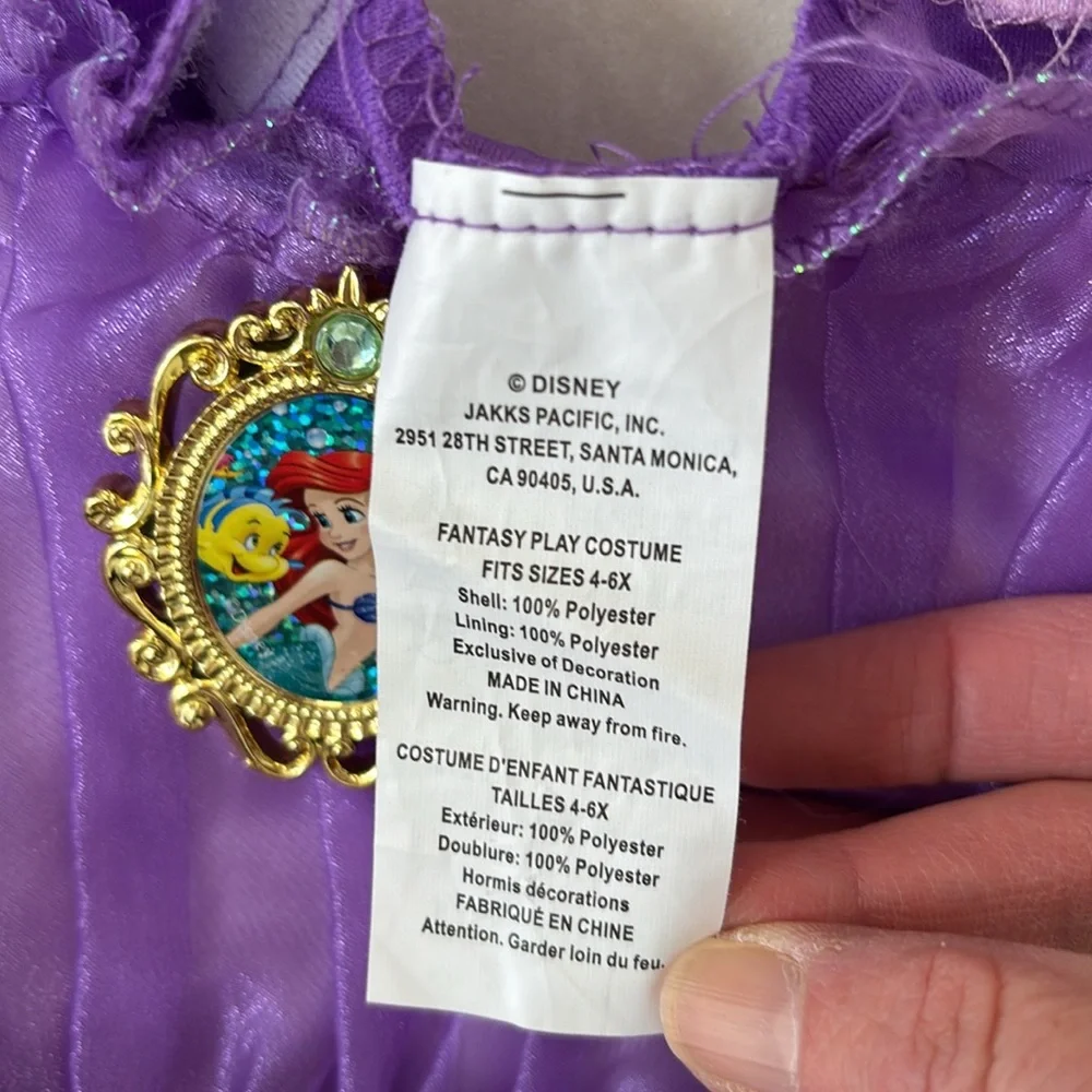 Disney Princess Ariel Dress Costume for Girls Teal/Purple 4-6X